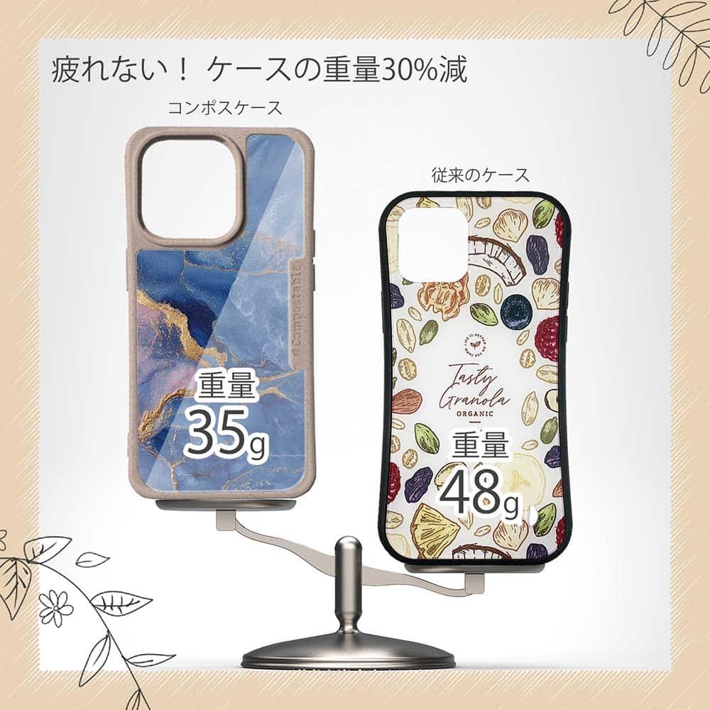 iPhone16/iPhone16e 花柄 コンポスケース マーブル調【ゴールドラメ】 ブルー＆ゴールド | 9枚目