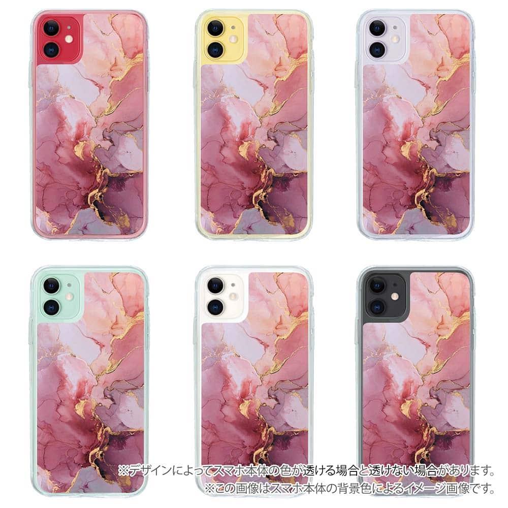iPhone17 花柄 全機種対応☆【インナーシート/デザインシート】 マーブル調【ゴールドラメ】 ピンク＆ゴールド | 5枚目