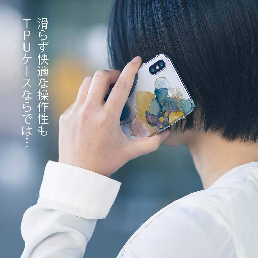 iPhone17/iPhoneAir 花柄 全機種対応☆TPUケース 北欧デザイン【ラメ】 ブルーマーブル No2 | 7枚目