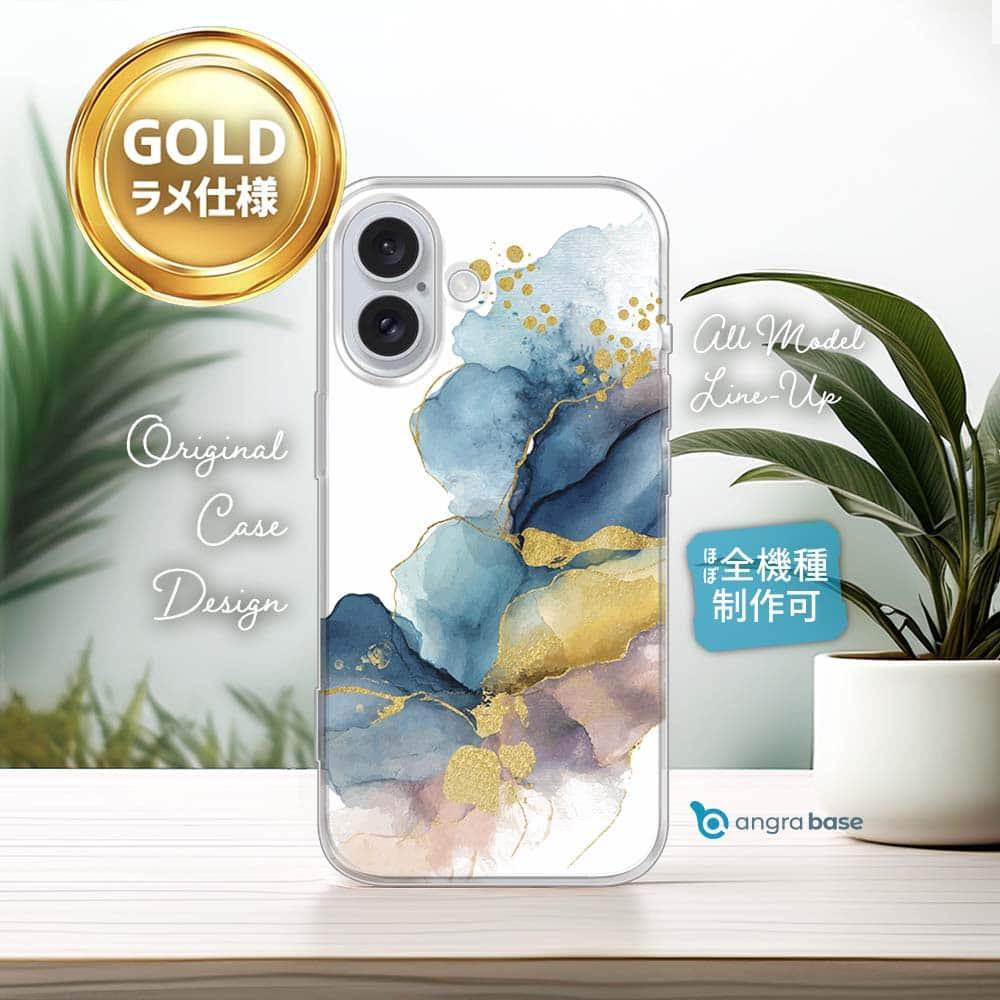 iPhone17/iPhoneAir 花柄 全機種対応☆TPUケース 北欧デザイン【ラメ】 ブルーマーブル No11枚目の画像