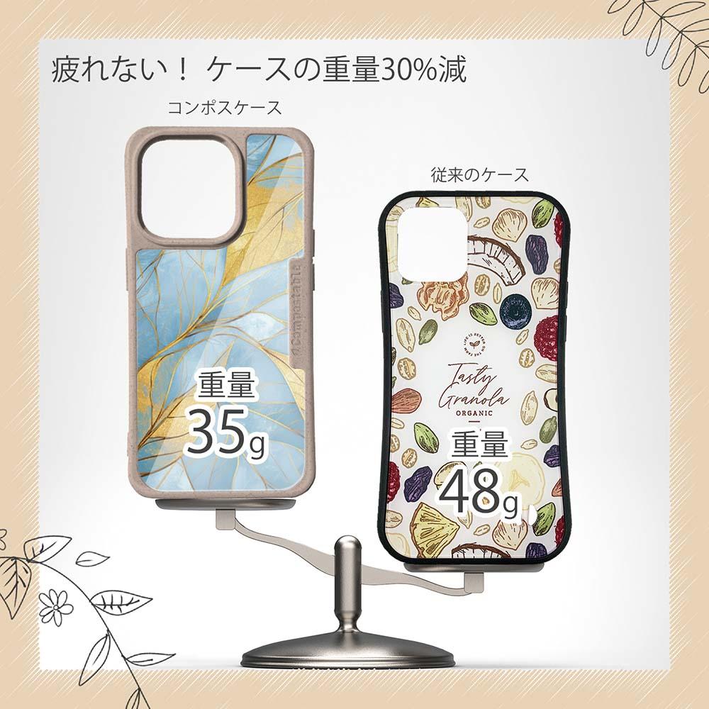 iPhone16/iPhone16e/iPhone16 Pro 花柄 コンポスケース ゴールドリーフ【ラメ】 ブルー | 9枚目