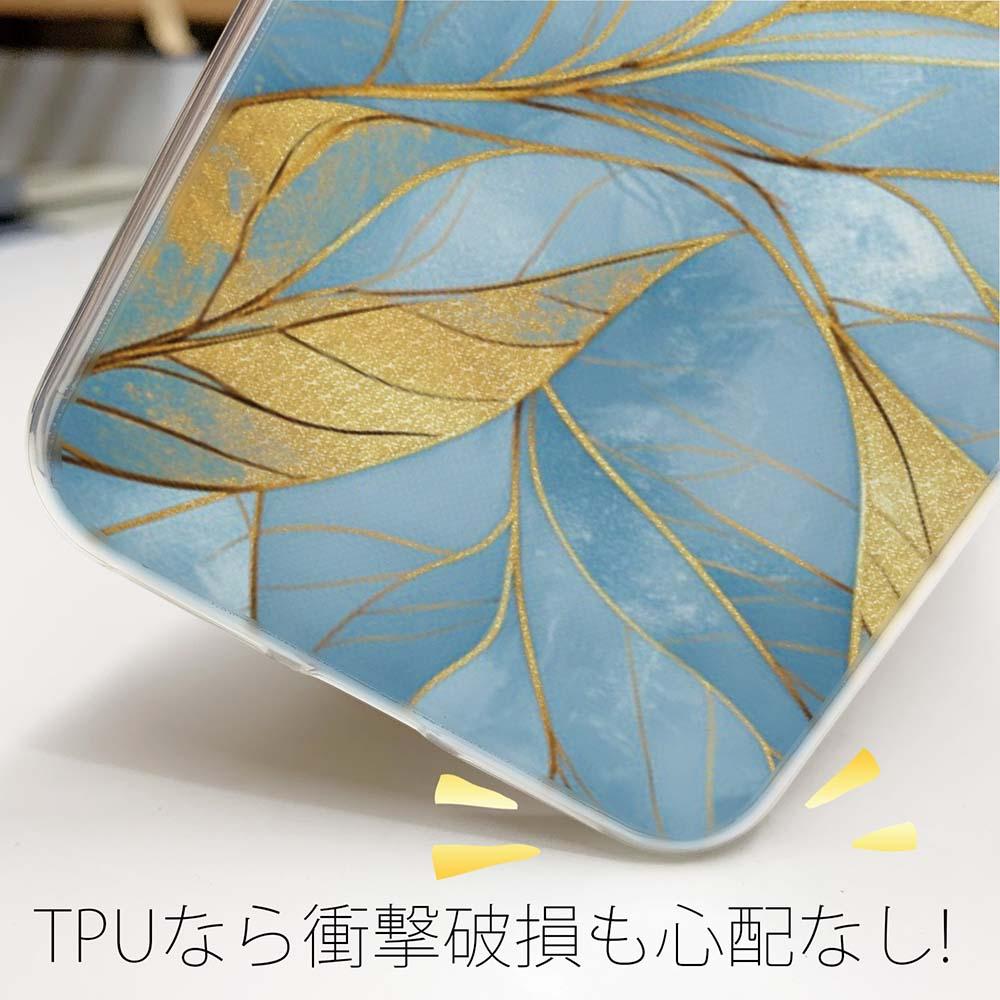 iPhone17/iPhoneAir 花柄 全機種対応☆TPUケース ゴールドリーフ【ラメ】 ブルー | 4枚目
