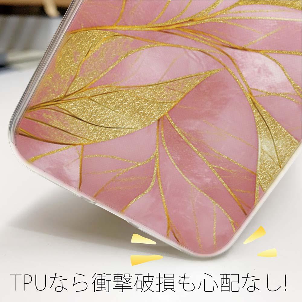 iPhone17/iPhoneAir 花柄 全機種対応☆TPUケース ゴールドリーフ【ラメ】 ピンク | 4枚目