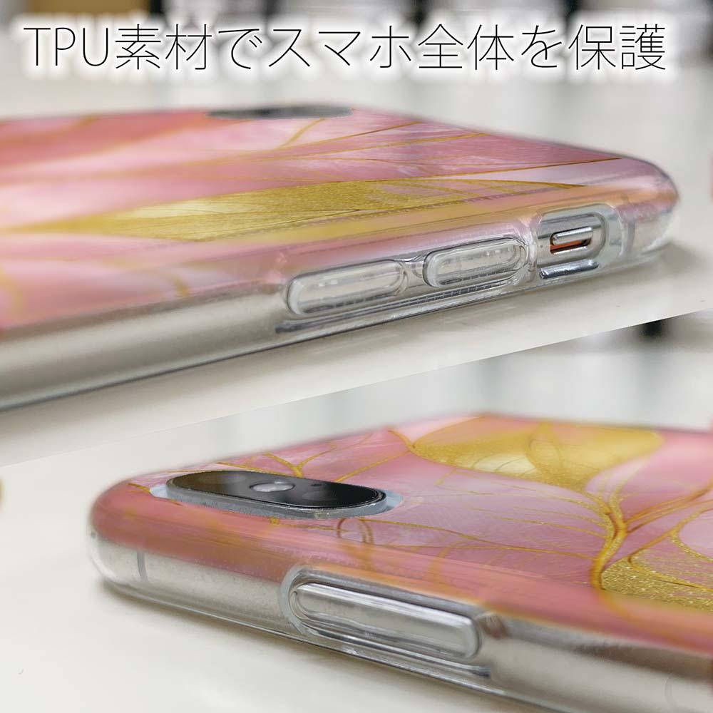 iPhone17/iPhoneAir 花柄 全機種対応☆TPUケース ゴールドリーフ【ラメ】 ピンク | 5枚目