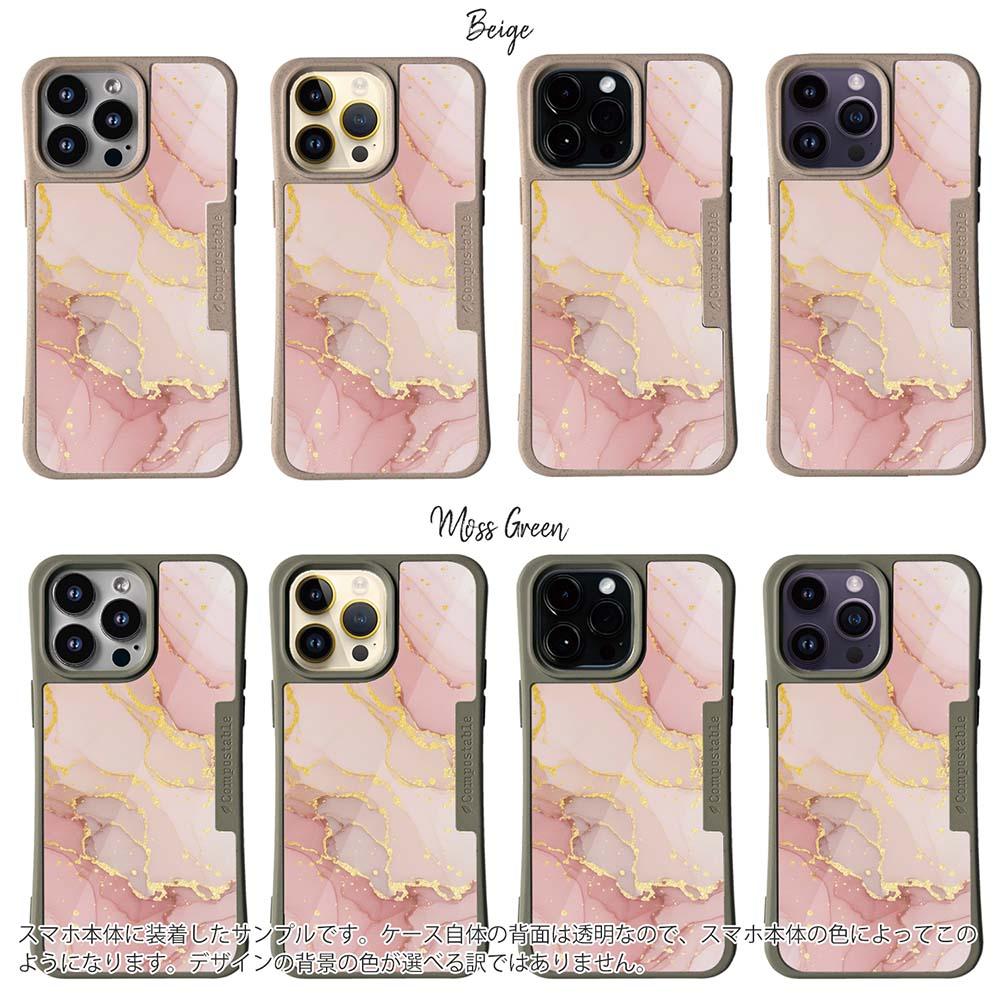 iPhone16/iPhone16e 花柄 コンポスケース くすみカラーマーブル【ラメ】 ピンク＆ゴールド | 2枚目