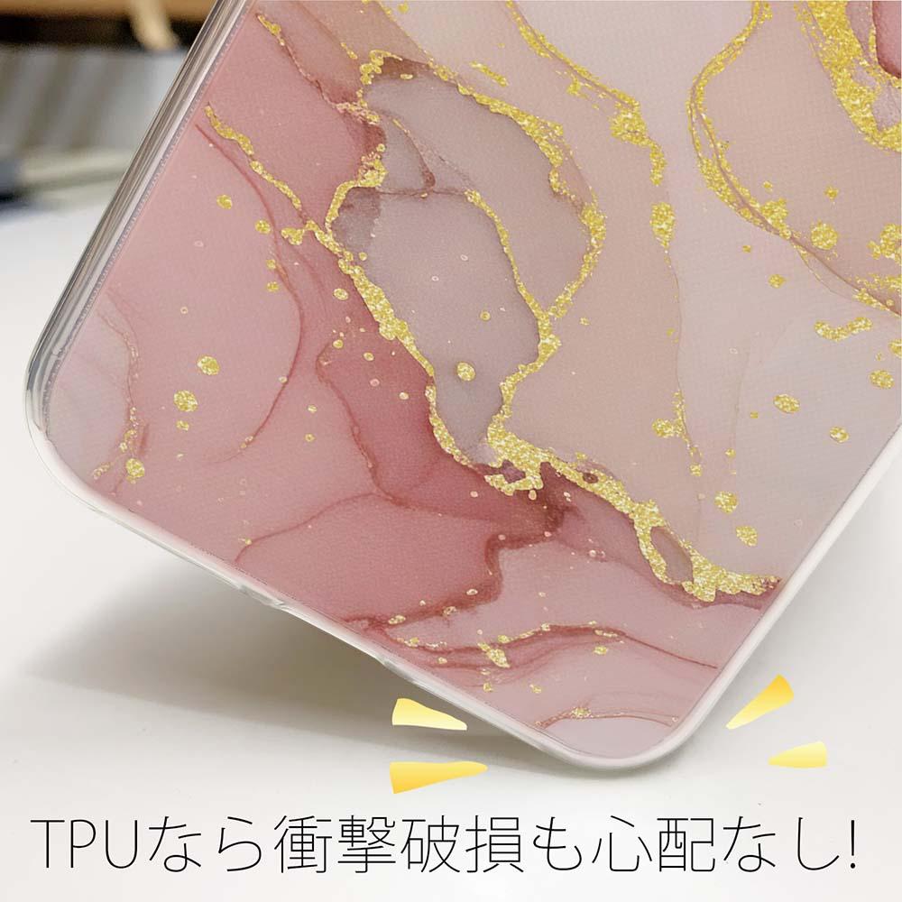 iPhone17/iPhoneAir 花柄 全機種対応☆TPUケース くすみカラーマーブル【ラメ】 ピンク＆ゴールド | 4枚目