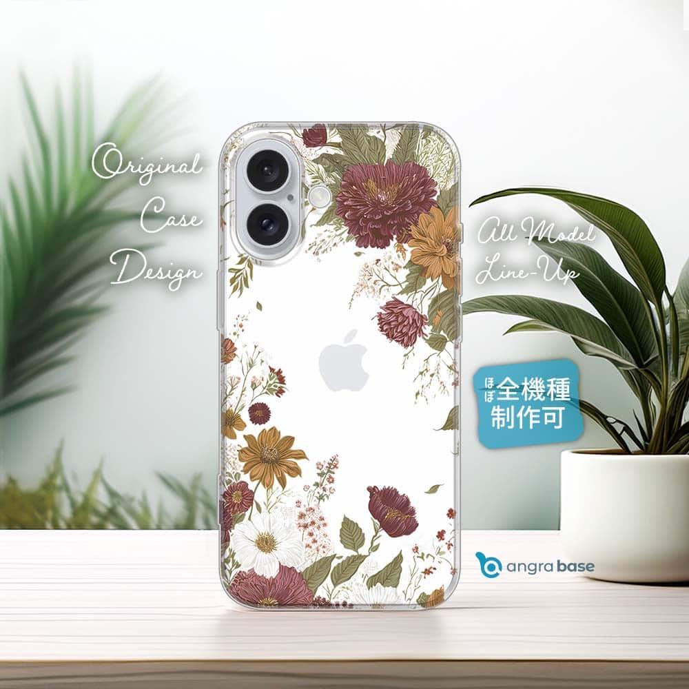 iPhone17e/iPhone17/iPhoneAir 花柄 全機種対応☆TPUケース フラワーフレーム ビンテージ | 1枚目