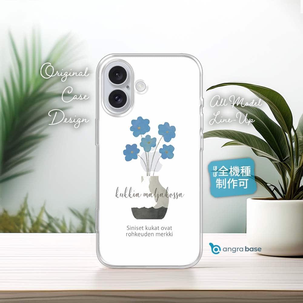 iPhone17e/iPhone17/iPhoneAir 花柄 全機種対応☆TPUケース 北欧デザイン 青い花 | 1枚目