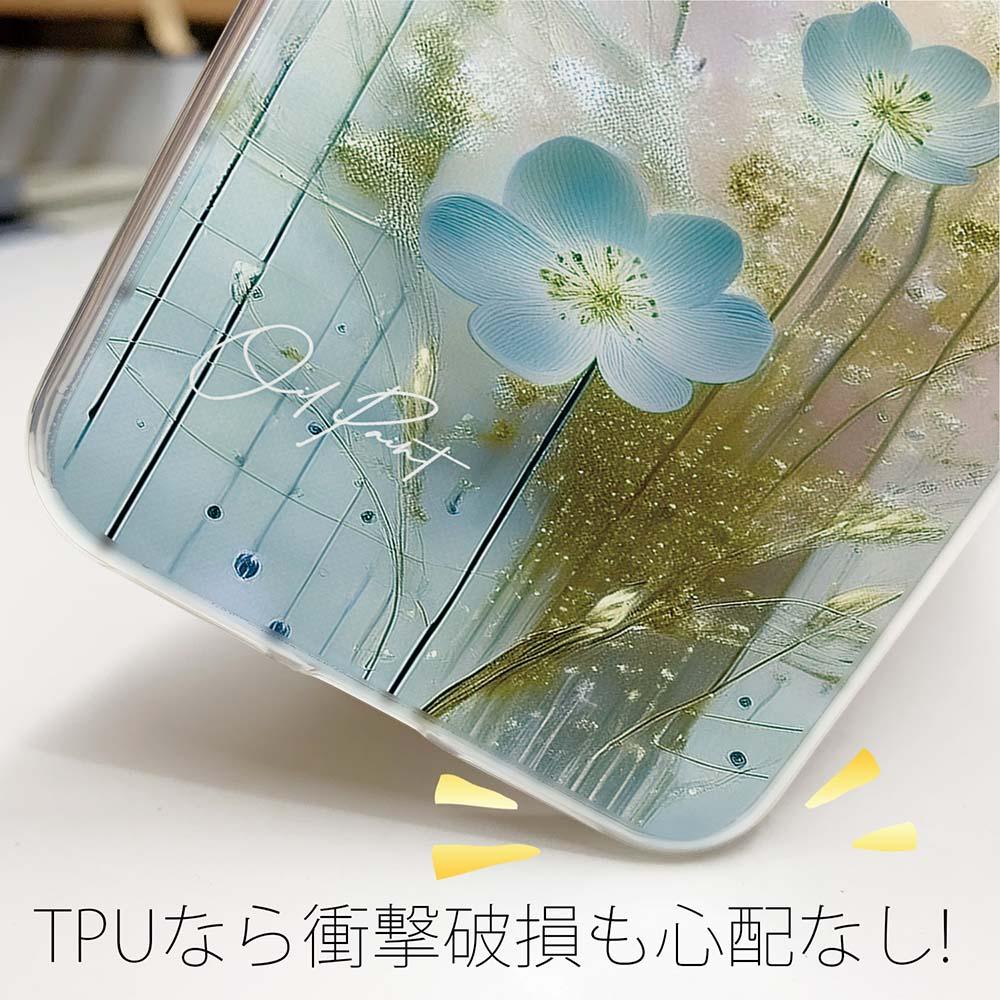 iPhone17e/iPhone17/iPhoneAir 花柄 全機種対応☆TPUケース オイルペイント 青い花 | 4枚目