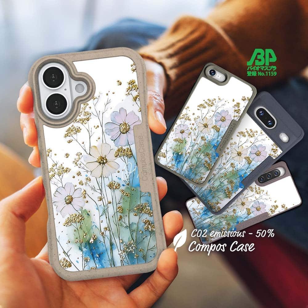 iPhone16/iPhone16e/iPhone16 Pro 花柄 コンポスケース オイルペイント 色彩の戯れ1枚目の画像