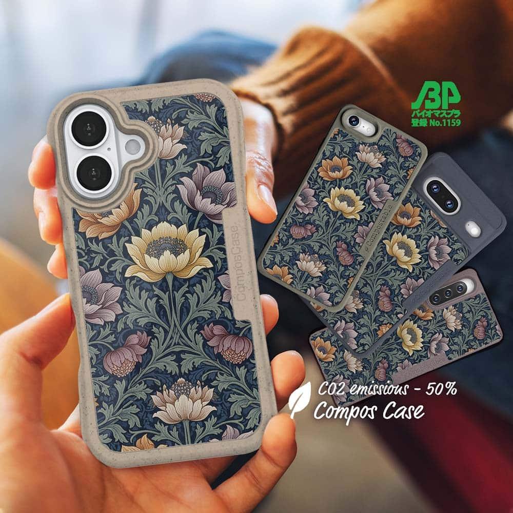 iPhone16/iPhone16e 花柄 コンポスケース リバティの大花柄風 スモール・スザンナ1枚目の画像