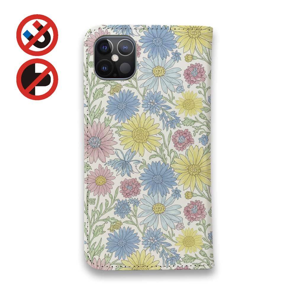 iPhone17/iPhoneAir/iPhone17Pro 花柄 全機種対応☆手帳型ベルトなし パステルブーケ | 3枚目