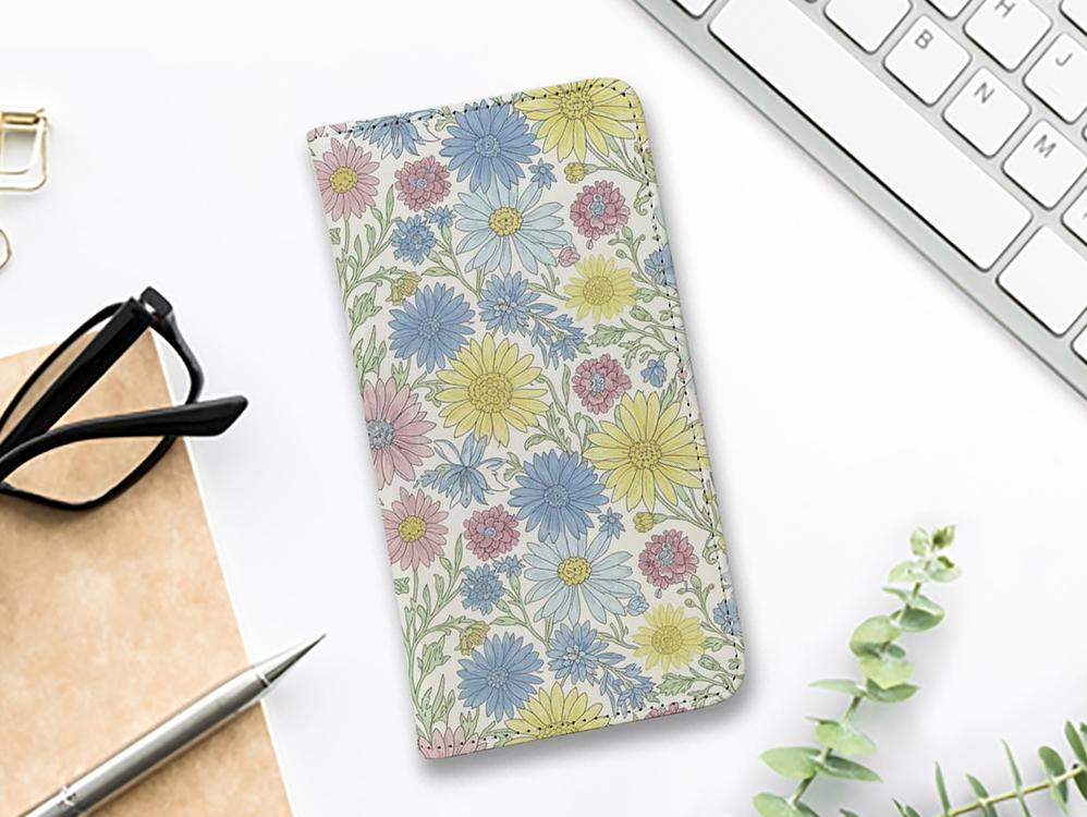 iPhone17/iPhoneAir/iPhone17Pro 花柄 全機種対応☆手帳型ベルトなし パステルブーケ | 1枚目