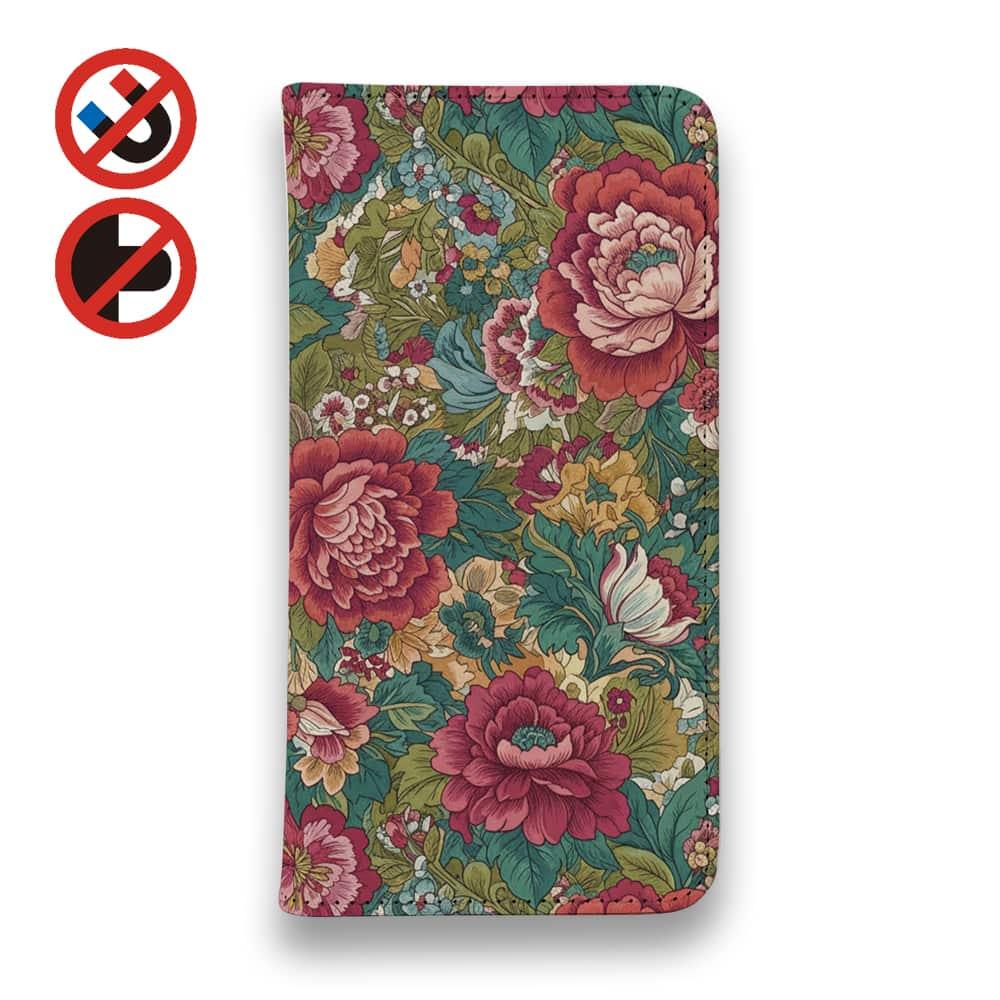 iPhone17/iPhoneAir/iPhone17Pro 花柄 全機種対応☆手帳型ベルトなし クラシック牡丹 | 2枚目