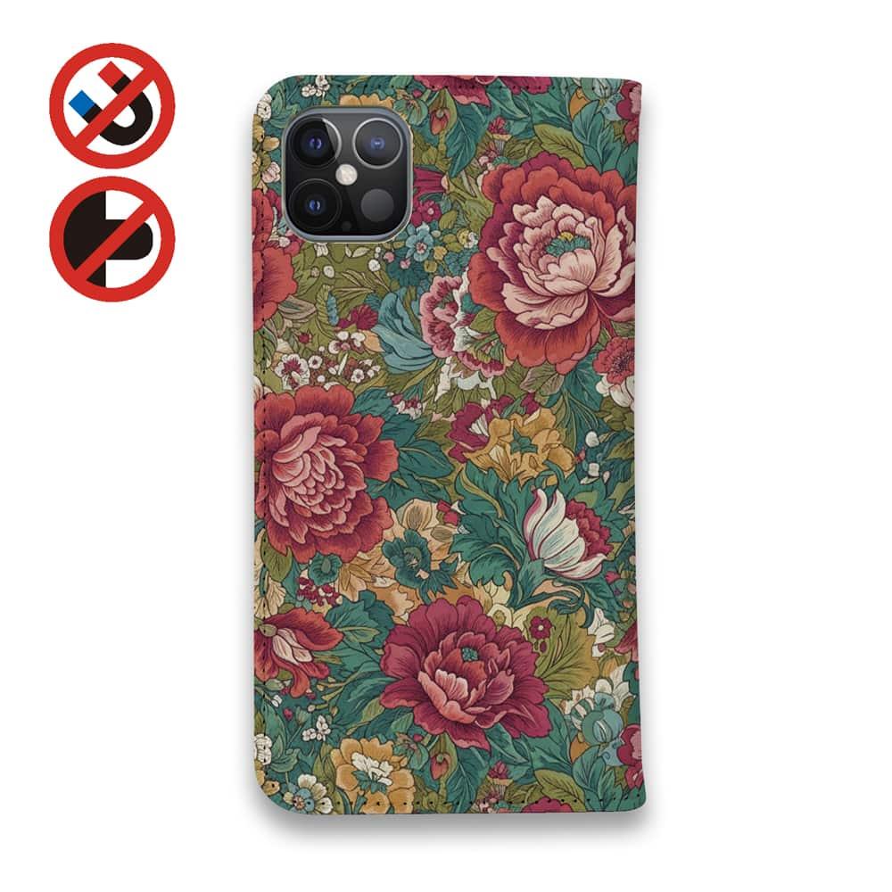 iPhone17/iPhoneAir/iPhone17Pro 花柄 全機種対応☆手帳型ベルトなし クラシック牡丹 | 3枚目