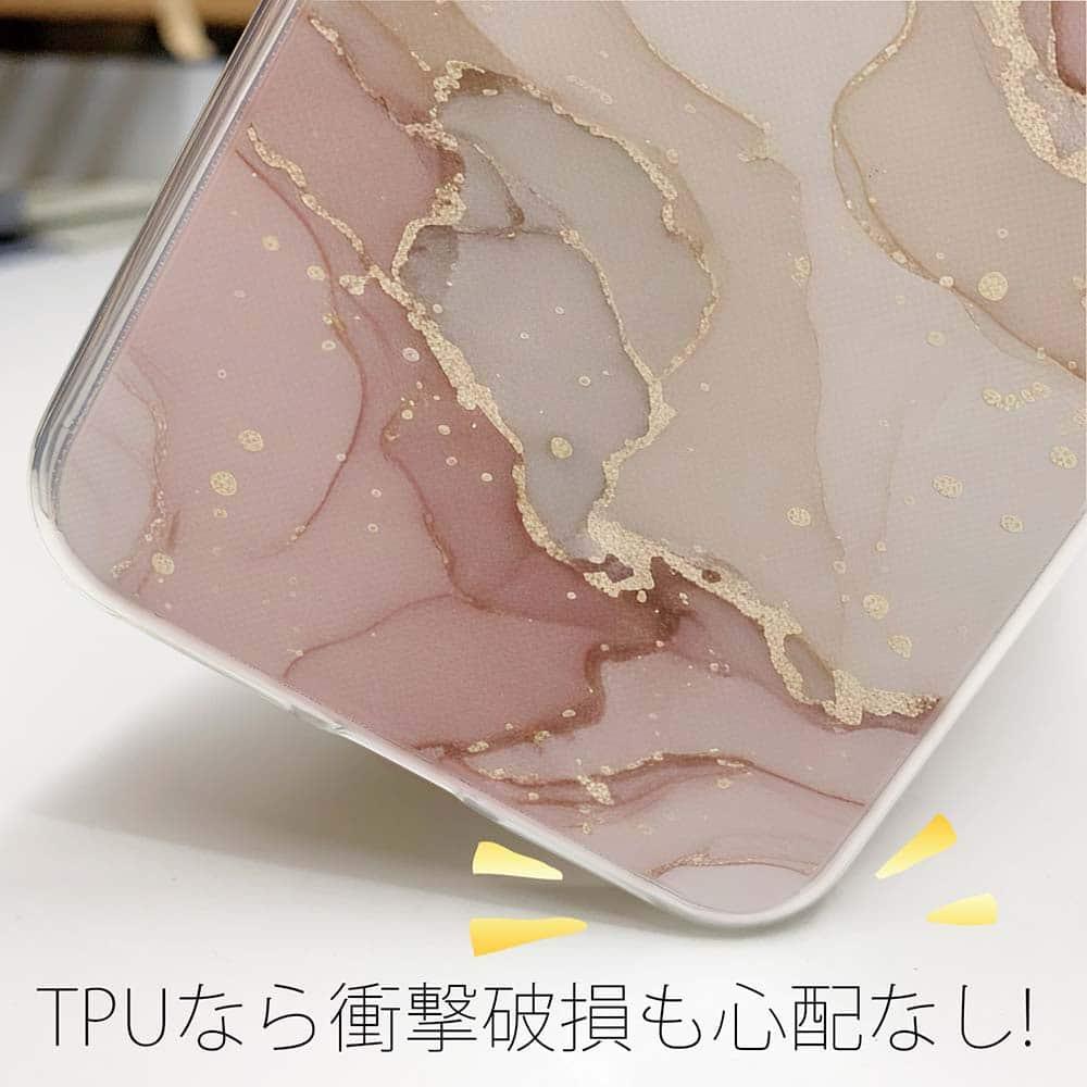 iPhone17/iPhoneAir 花柄 全機種対応☆TPUケース くすみカラーマーブル調 ピンク&ゴールド | 4枚目