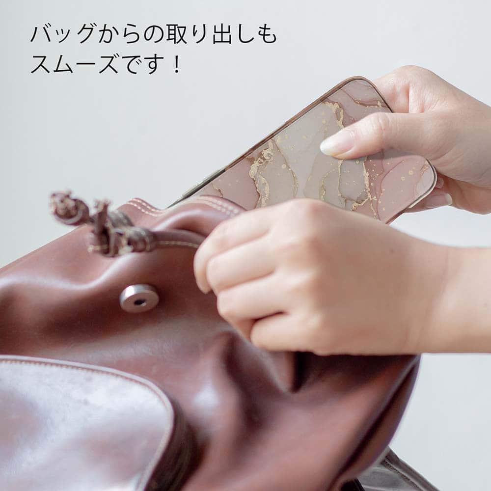 iPhone17/iPhoneAir 花柄 全機種対応☆TPUケース くすみカラーマーブル調 ピンク&ゴールド | 8枚目