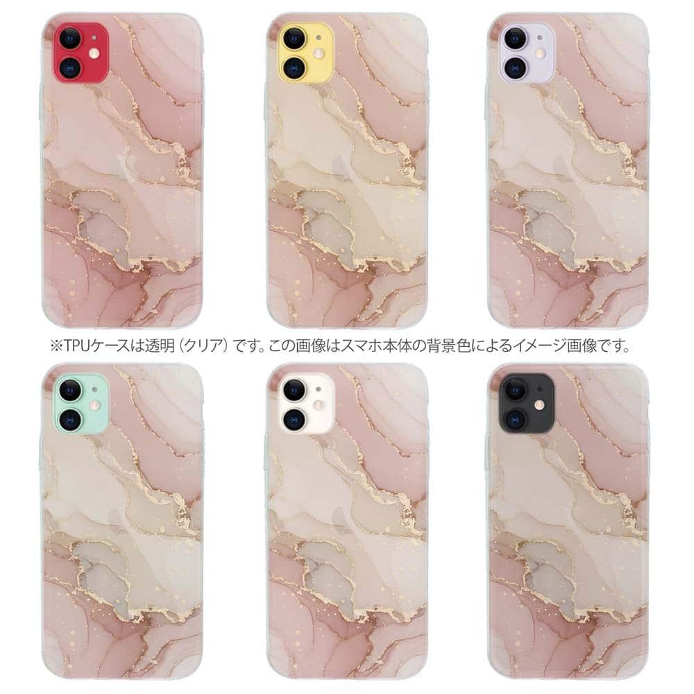 iPhone17/iPhoneAir 花柄 全機種対応☆TPUケース くすみカラーマーブル調 ピンク&ゴールド | 9枚目