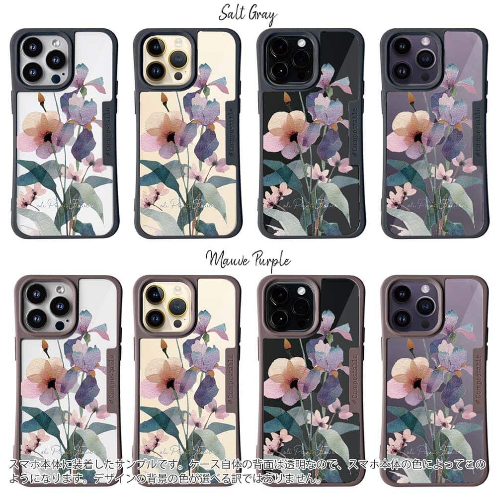 iPhone16/iPhone16e/iPhone16 Pro 花柄 コンポスケース くすみカラーFlower No1 | 3枚目