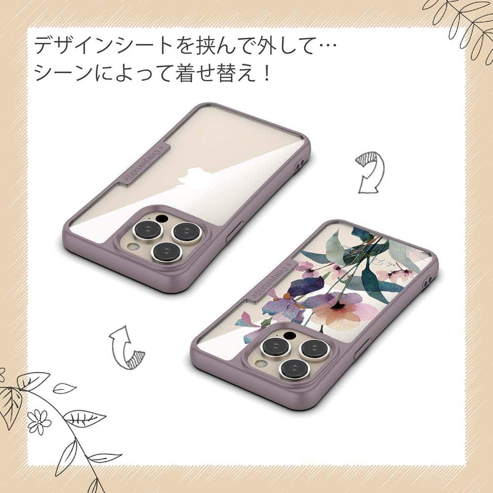 iPhone16/iPhone16e/iPhone16 Pro 花柄 コンポスケース くすみカラーFlower No1 | 5枚目