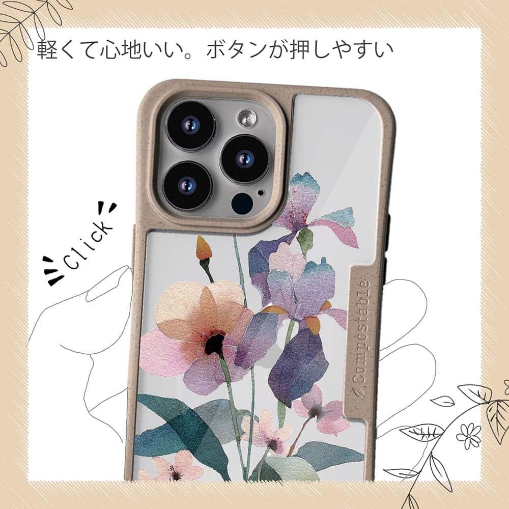 iPhone16/iPhone16e/iPhone16 Pro 花柄 コンポスケース くすみカラーFlower No1 | 10枚目