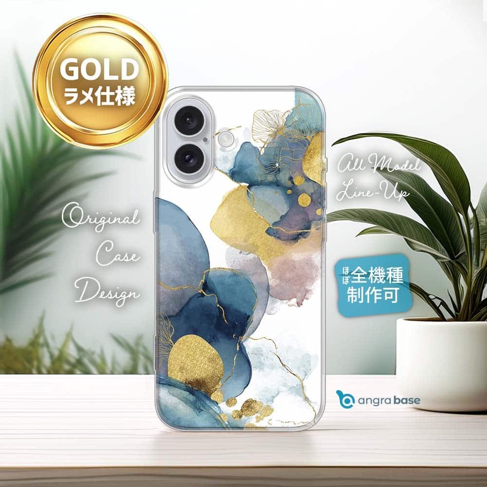 iPhone17/iPhoneAir 花柄 全機種対応☆TPUケース 北欧デザイン【ラメ】 ブルーマーブル No21枚目の画像